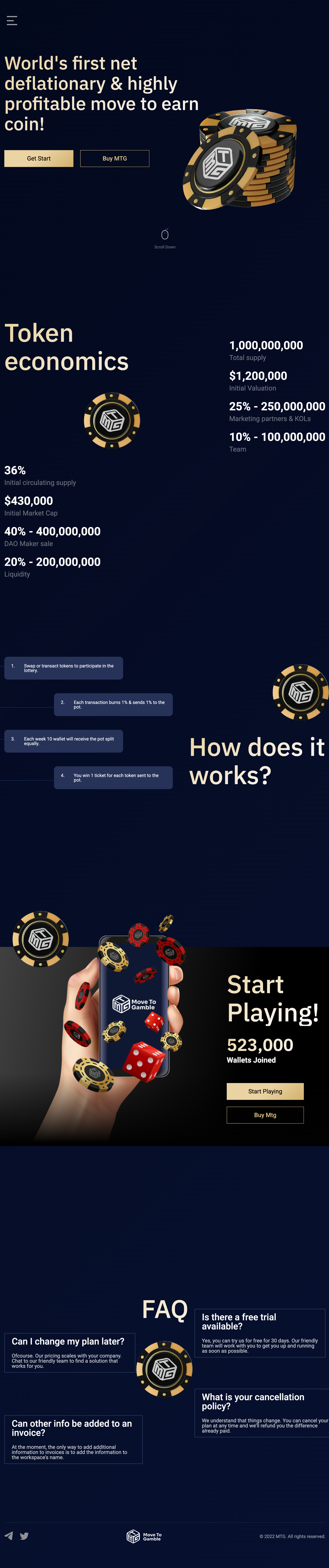 Полная композиция страницы Move to Gamble с тёмной игровой визуальной системой